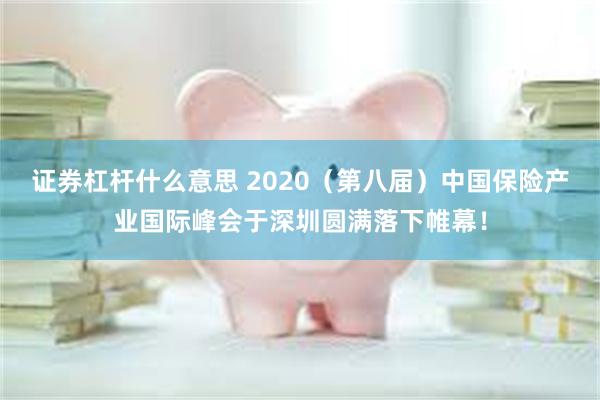 证券杠杆什么意思 2020（第八届）中国保险产业国际峰会于深圳圆满落下帷幕！