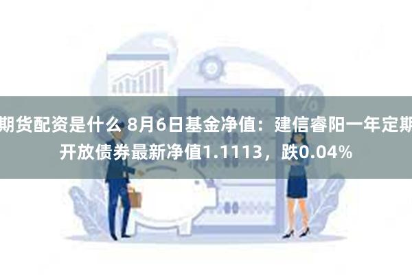 期货配资是什么 8月6日基金净值：建信睿阳一年定期开放债券最新净值1.1113，跌0.04%